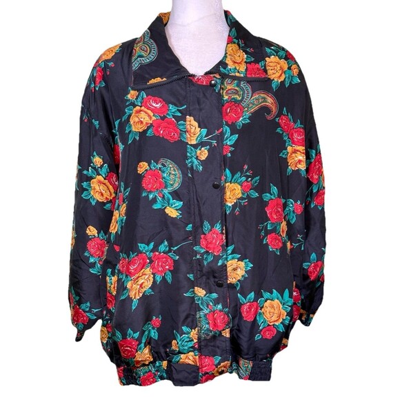 Vintage Details Sportswear Women’s 80s Silk Bomber Jacket Retro Streetwear XL - Picture 1 of 7